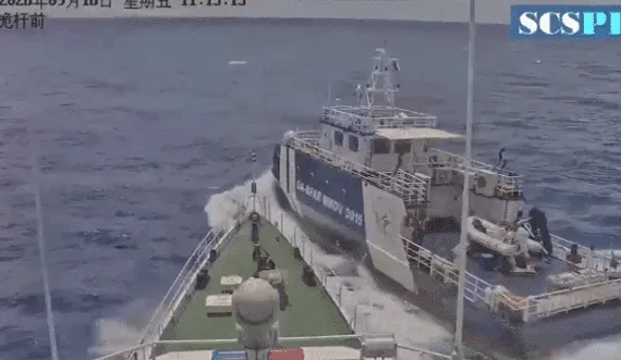 Military vessels operating in disputed South China Sea waters